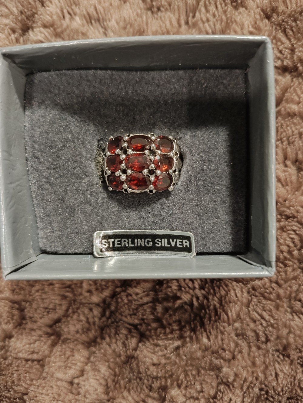 Deep Red Cluster Ring
